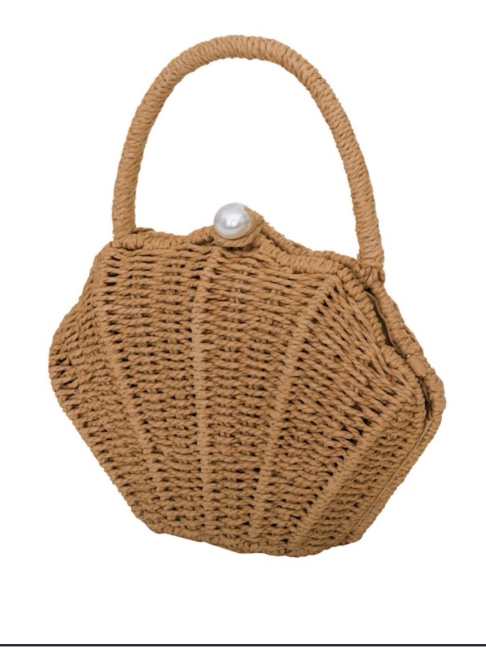 NWT Boho wowed Woven Shell-Shape Top-Handle Bag in Natural Straw Color - Picture 2 of 5